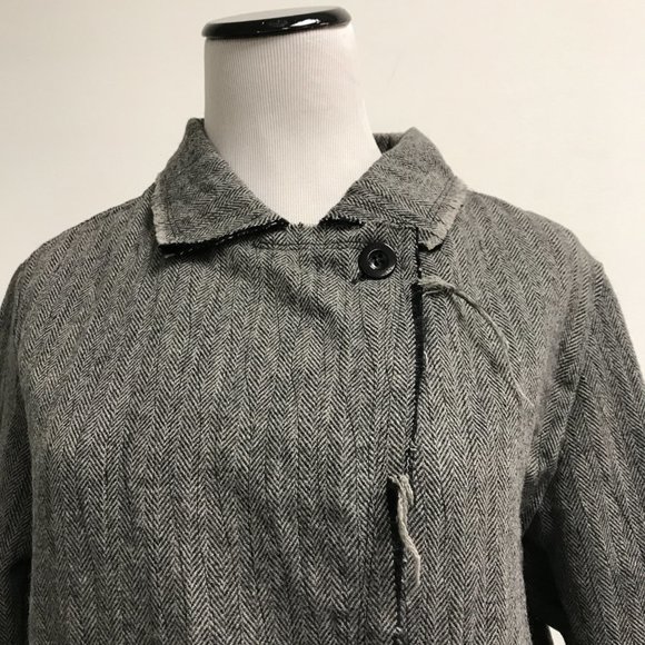 Yo! Japan black wool herringbone fray edge blazer jacket 10 - Picture 1 of 14